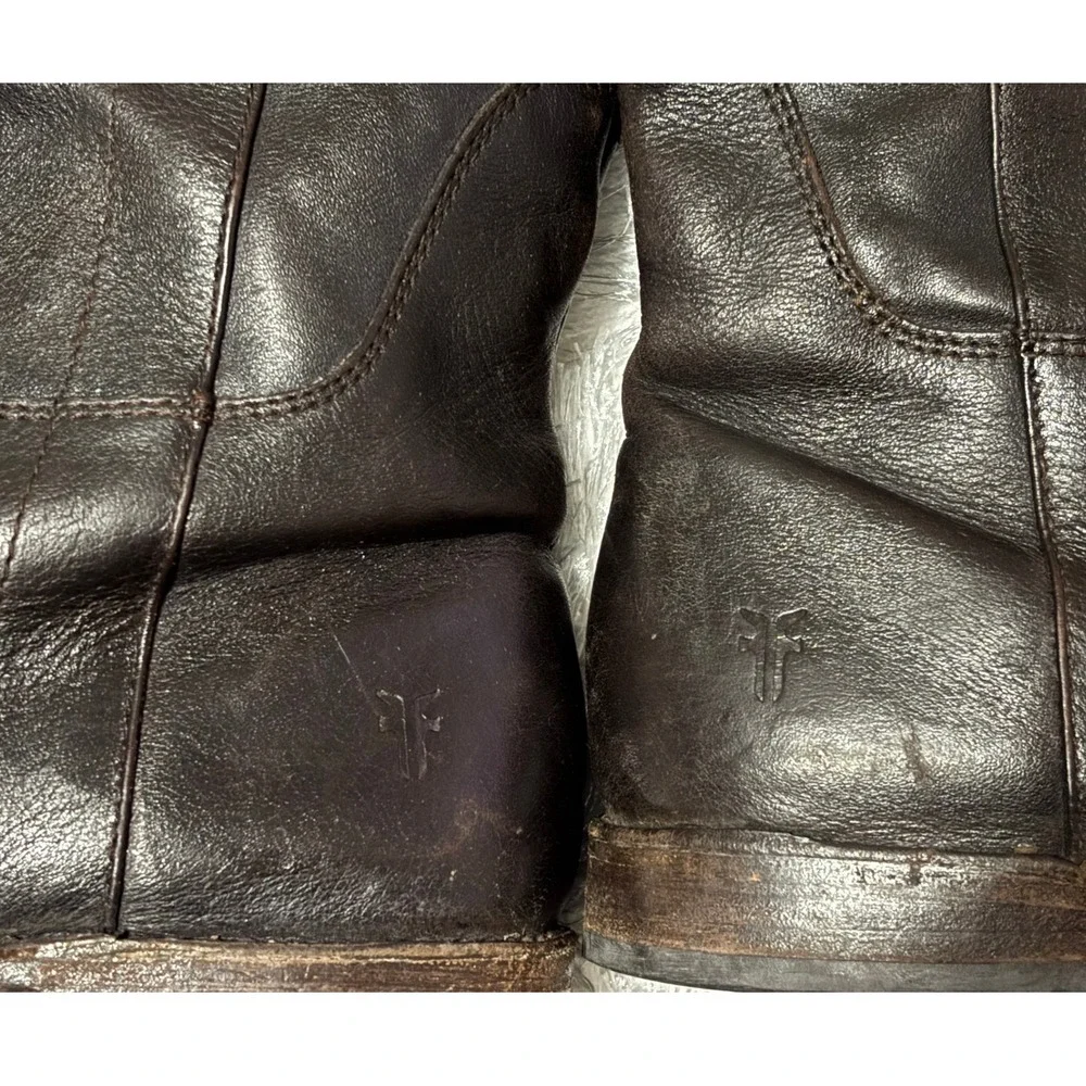 Frye 77535 Paige Tall Riding Brown Distressed Leather Womens Boho Boots Size 8